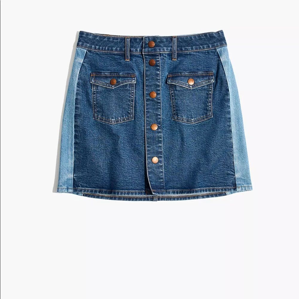 Madewell Stretch Denim Straight Mini Skirt: Pieced Edition